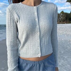 Brandy Melville Light Gray Cable Knit Cardigan